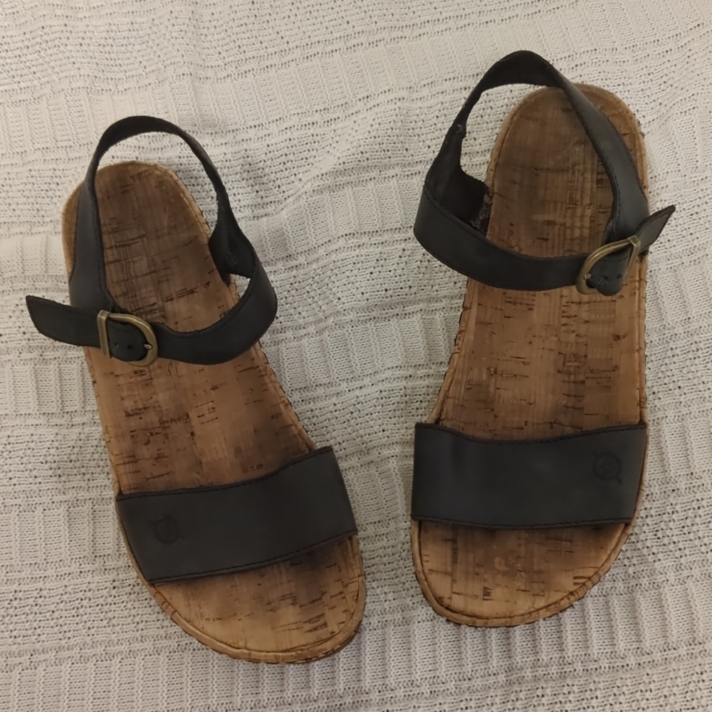 Stylish Born Sari Cork Platform Wedge Sandals - Cushioned - Adjustable